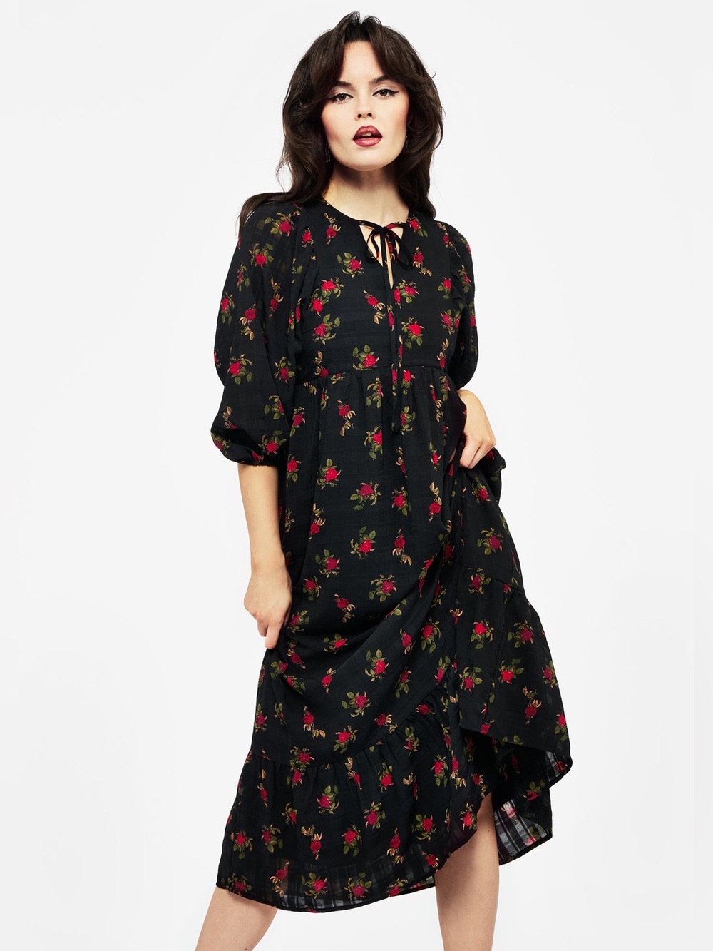 NWOT Disturbia Darcey Floral Print Chiffon Midaxi Dress UK 10 / US 6